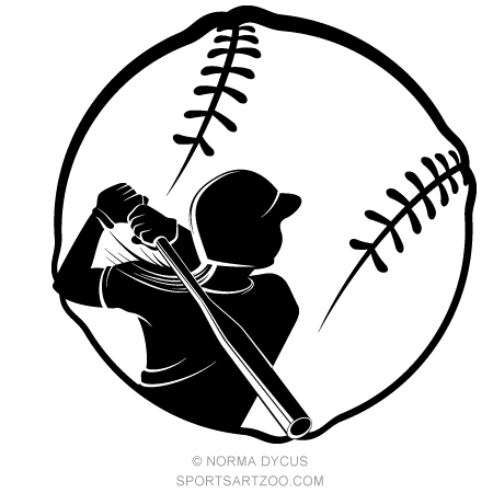 450x450 Softball Batter In Stylized Ball Softball Softball, Sports Art