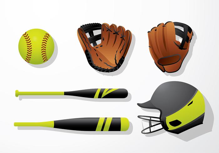 700x490 Softball Equipment Free Vector