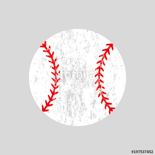 500x500 Distressed Baseball Ball Softball Vector Silhouette Vector Icon