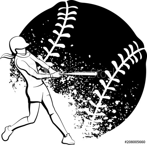 500x492 Girl Softball Batter With Stylized Splatter Ball Behind