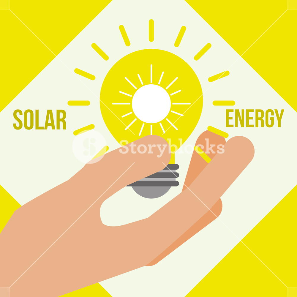 1000x1000 Hand Holding Light Bulb Solar Energy Vector Illustration Royalty