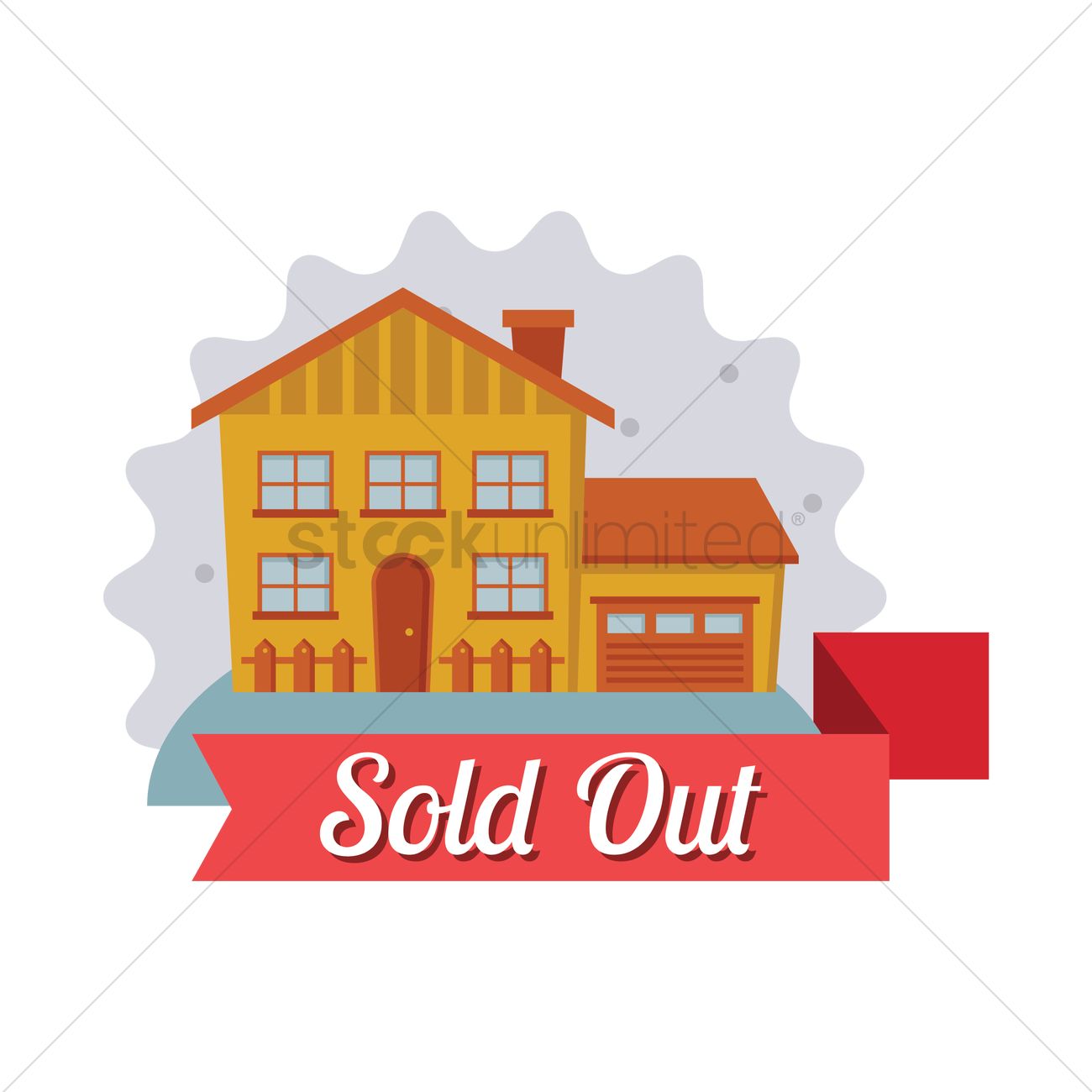 1300x1300 House Sold Out Vector Image