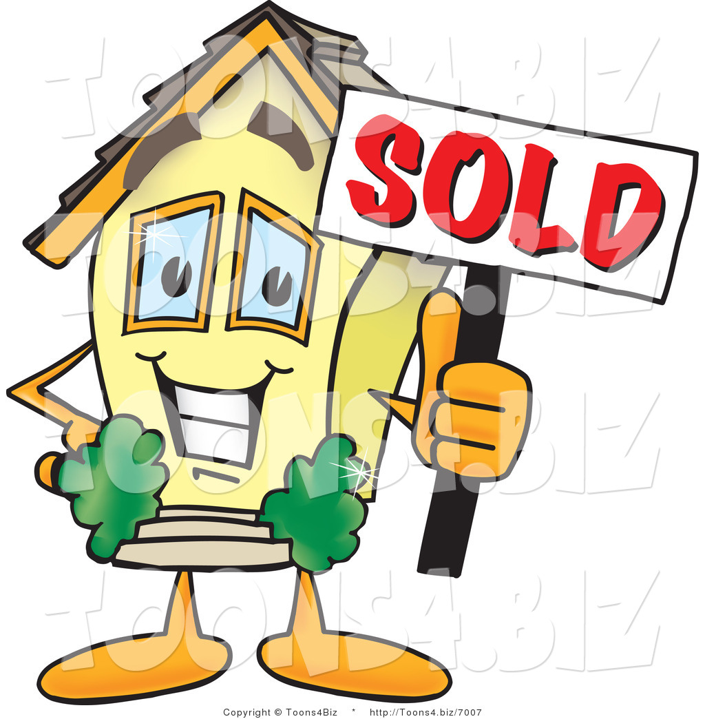 1024x1044 Vector Illustration Of A Happy Home Mascot Holding Sold Sign
