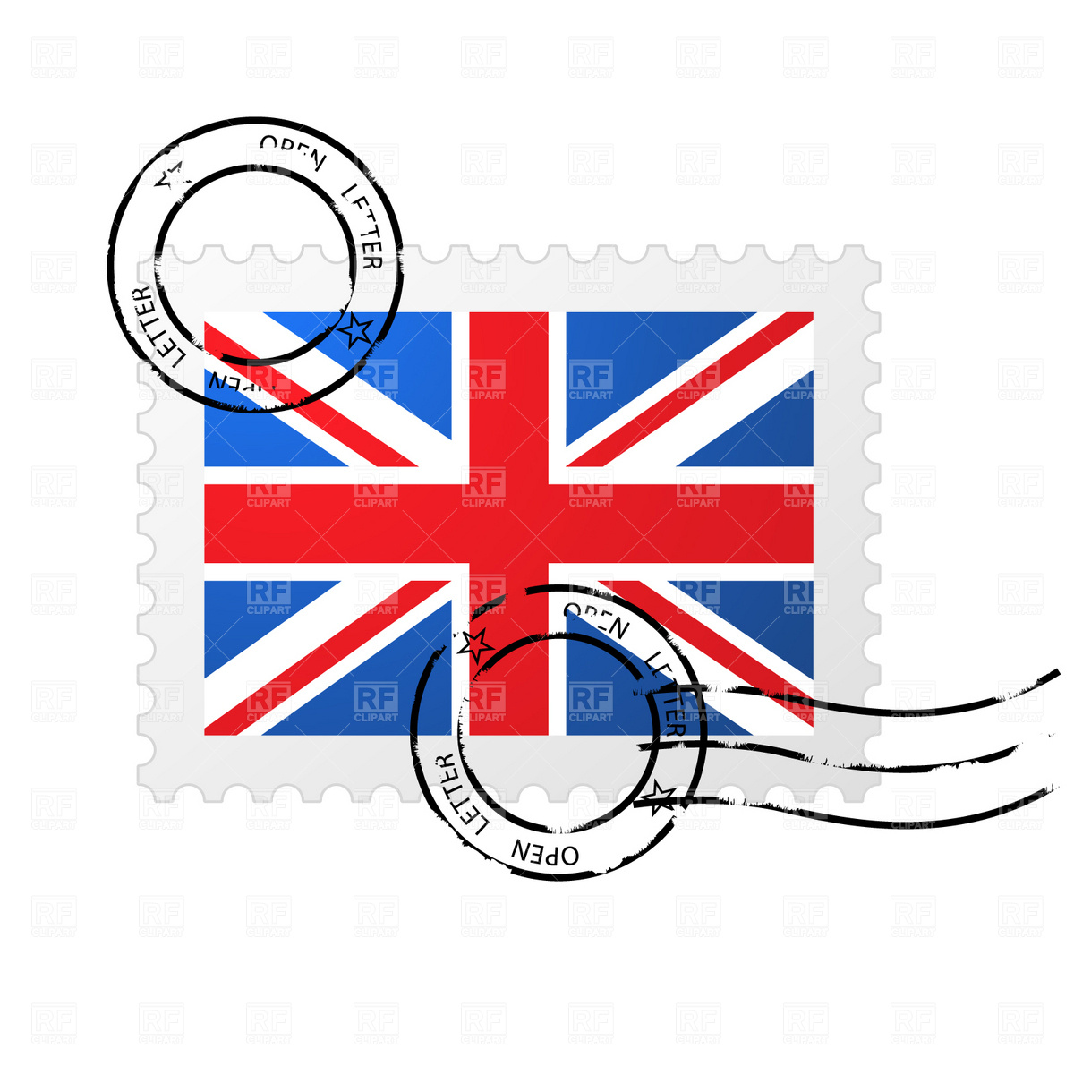 Postmark With Great Britain Flag And Postage Stamp Vector Image 1200x1200 Postmark With Great Britain Flag And Postage Stamp Vector Image