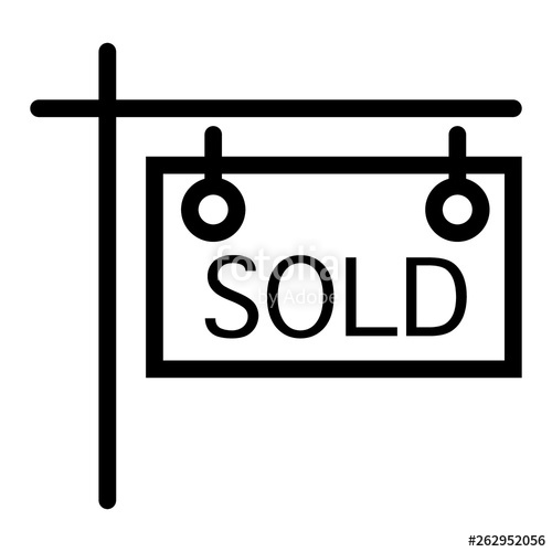 500x500 Signboard Sold Line Icon Nameplate Sold Vector Illustration