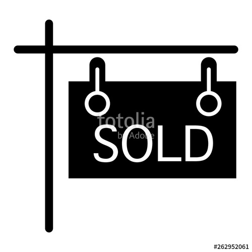 500x500 Signboard Sold Solid Icon Nameplate Sold Vector Illustration