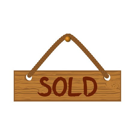 450x450 Wooden Banner With The Inscription Sold Vector Illustration