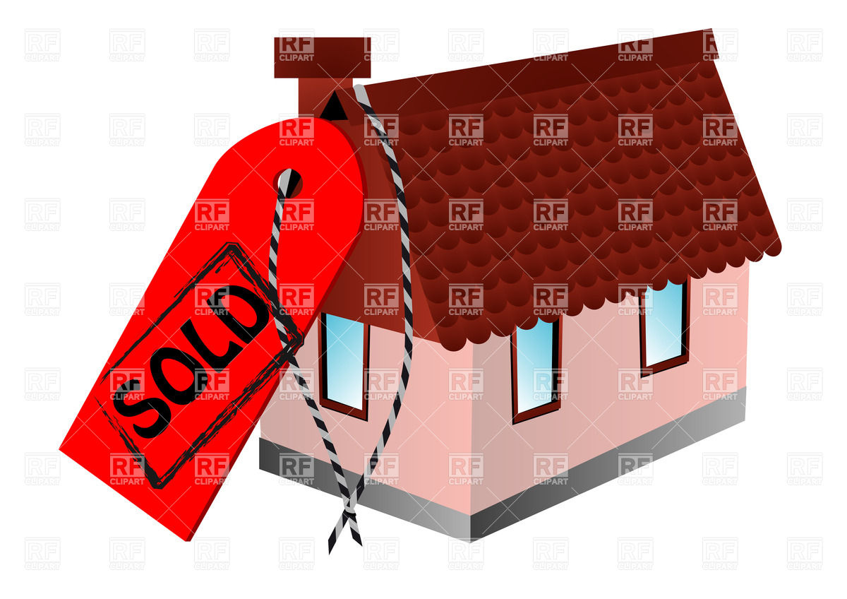 1200x848 Country House With Tiled Roof With Tag Sold Vector Image