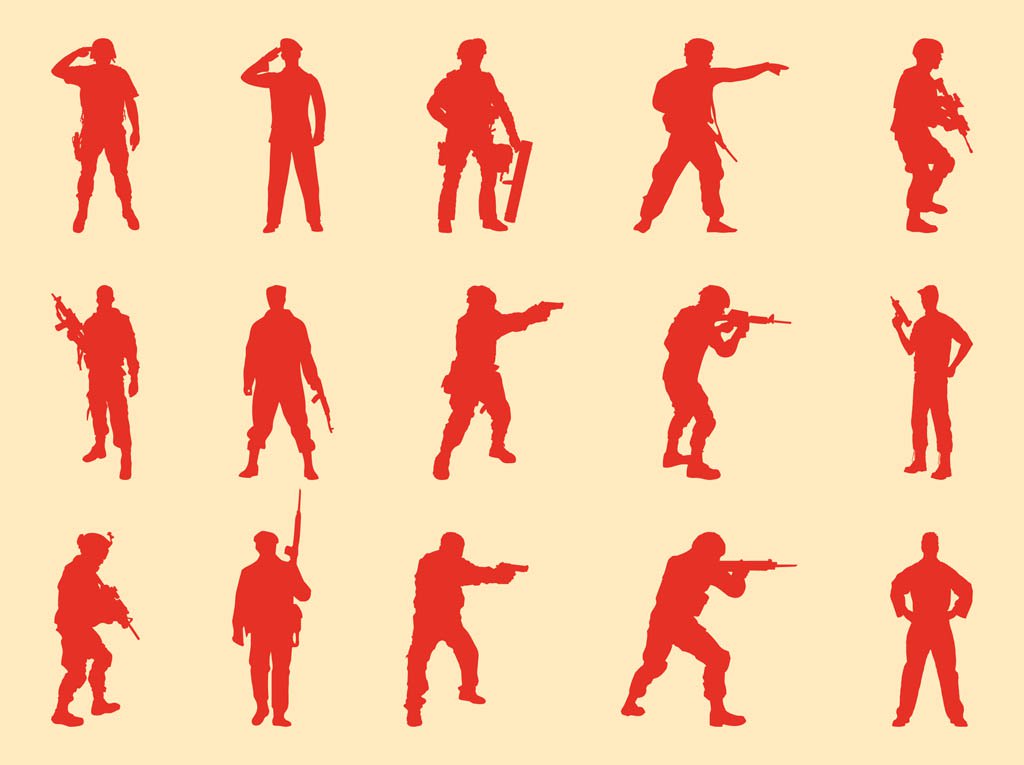 1024x765 Soldiers Silhouettes Set Vector Art Graphics