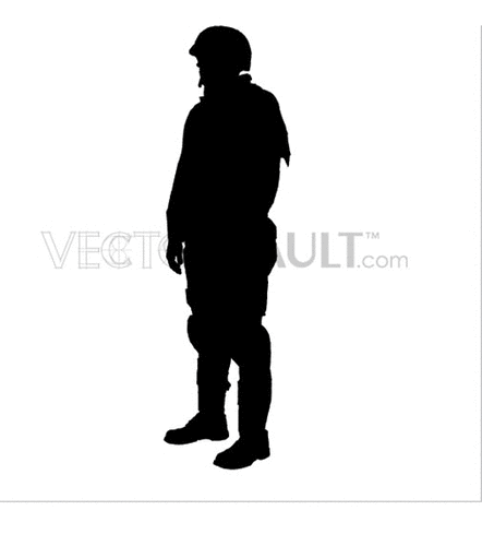 442x500 Buy Vector War Soldier Silhouette Royalty Free Illustration