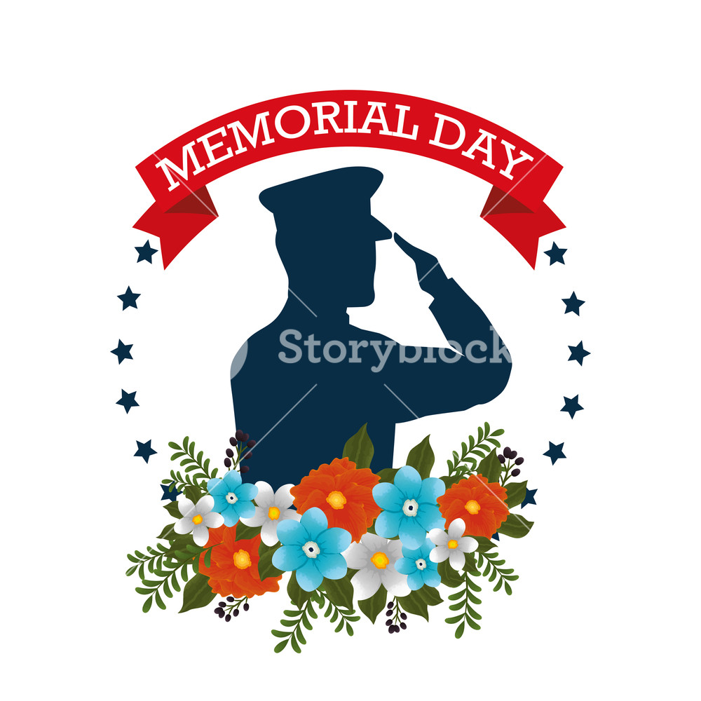 1000x1000 Happy Memorial Day With Beautiful Flowers And Soldier Silhouette