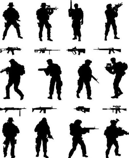 440x539 Soldier Silhouettes Vector Set Free Download