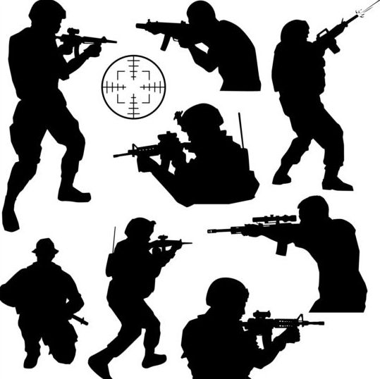 539x538 Soldier Silhouettes Vector Set Free Download