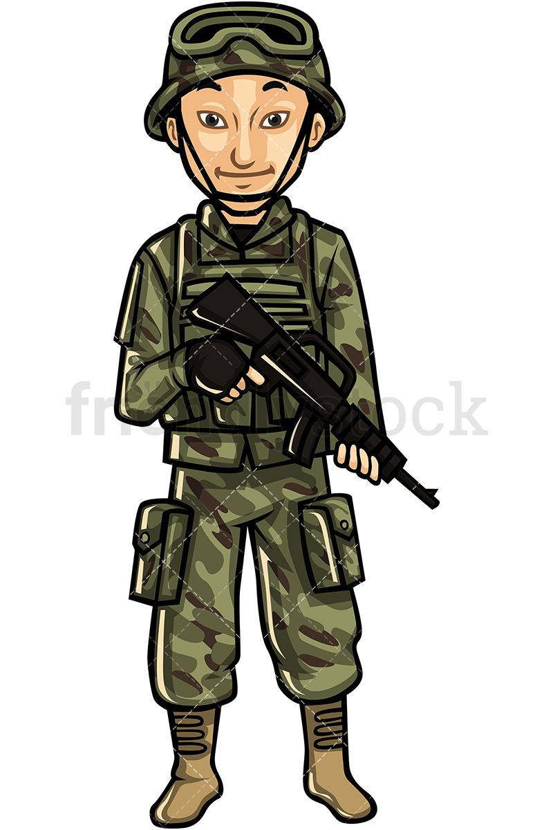 800x1200 Asian Soldier Cartoon Vector Clipart