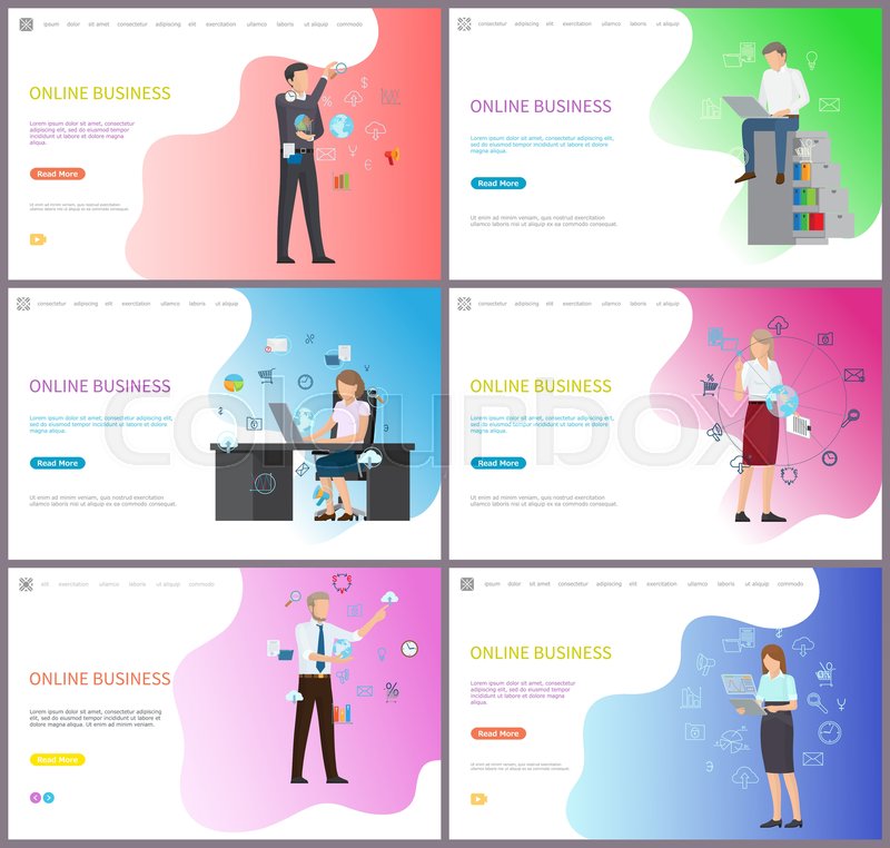 800x762 Online Business, Businessman Solving Stock Vector Colourbox