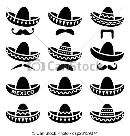 450x470 Sombrero, Bigote, Sombrero Mexicano Conjunto, Iconos, Sombrero