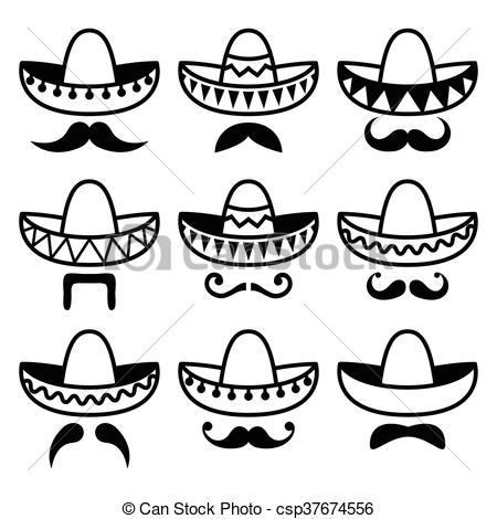450x470 Sombrero, Mexicano, Bigote, Sombrero Conjunto, Iconos, Sombrero