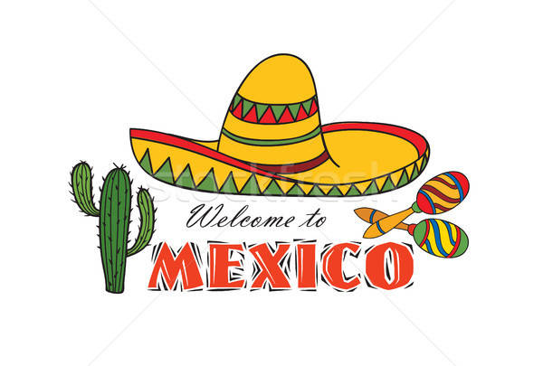 600x405 Mexican Icon Welcome To Mexico Sign Travel Sign With Cactus