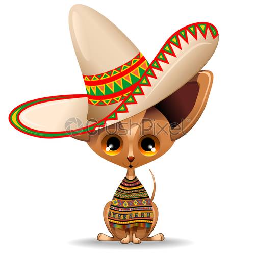 500x500 Chihuahua Cute Tiny Puppy Dog With Mexican Sombrero Vector