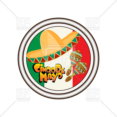 400x400 Mexican Sticker With Sombrero And Maraca Vector Image Of Holiday