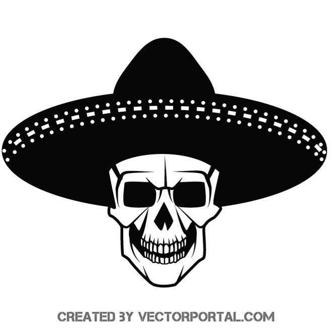 660x660 Skull With Sombrero Vector Image Skull Vectors In Skull
