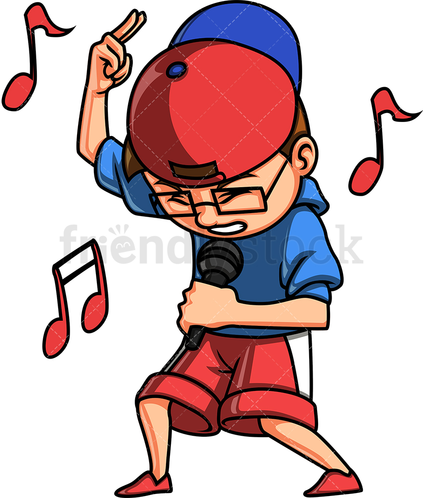 Kid Singing A Rap Song Cartoon Clipart Vector 851x1000 Kid Singing A Rap Song Cartoon Clipart Vector