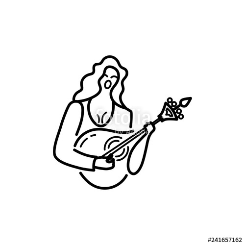 Woman With Guitar Is Singing A Song Vector Logo Design 500x500 Woman With Guitar Is Singing A Song Vector Logo Design