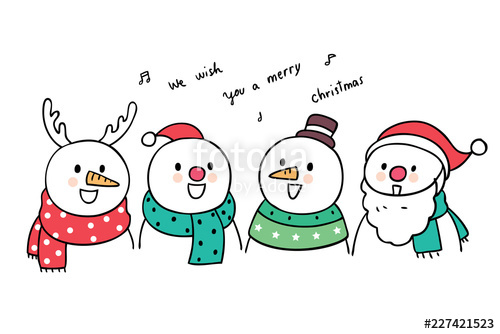 Cartoon Cute Christmas Snowman Sing A Song Vector Stock Image 500x334 Cartoon Cute Christmas Snowman Sing A Song Vector Stock Image