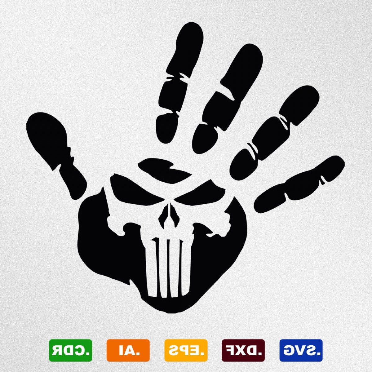 1200x1200 Hand Print Punisher Dxf Cdr Soidergi
