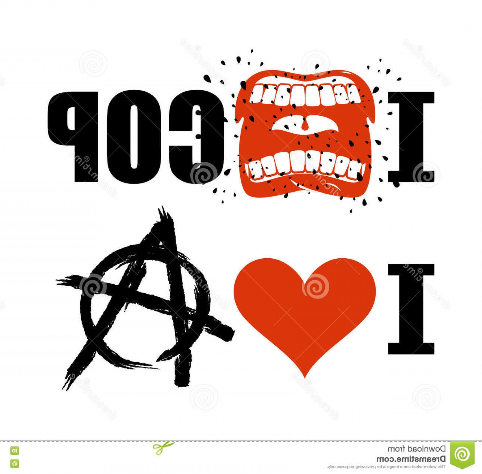 1560x1532 Stock Illustration I Hate Cop Loud Cry Sign Aggression Hatred