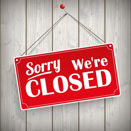 450x450 Red Hanging Sign With Text Sorry, We're Closed Vector