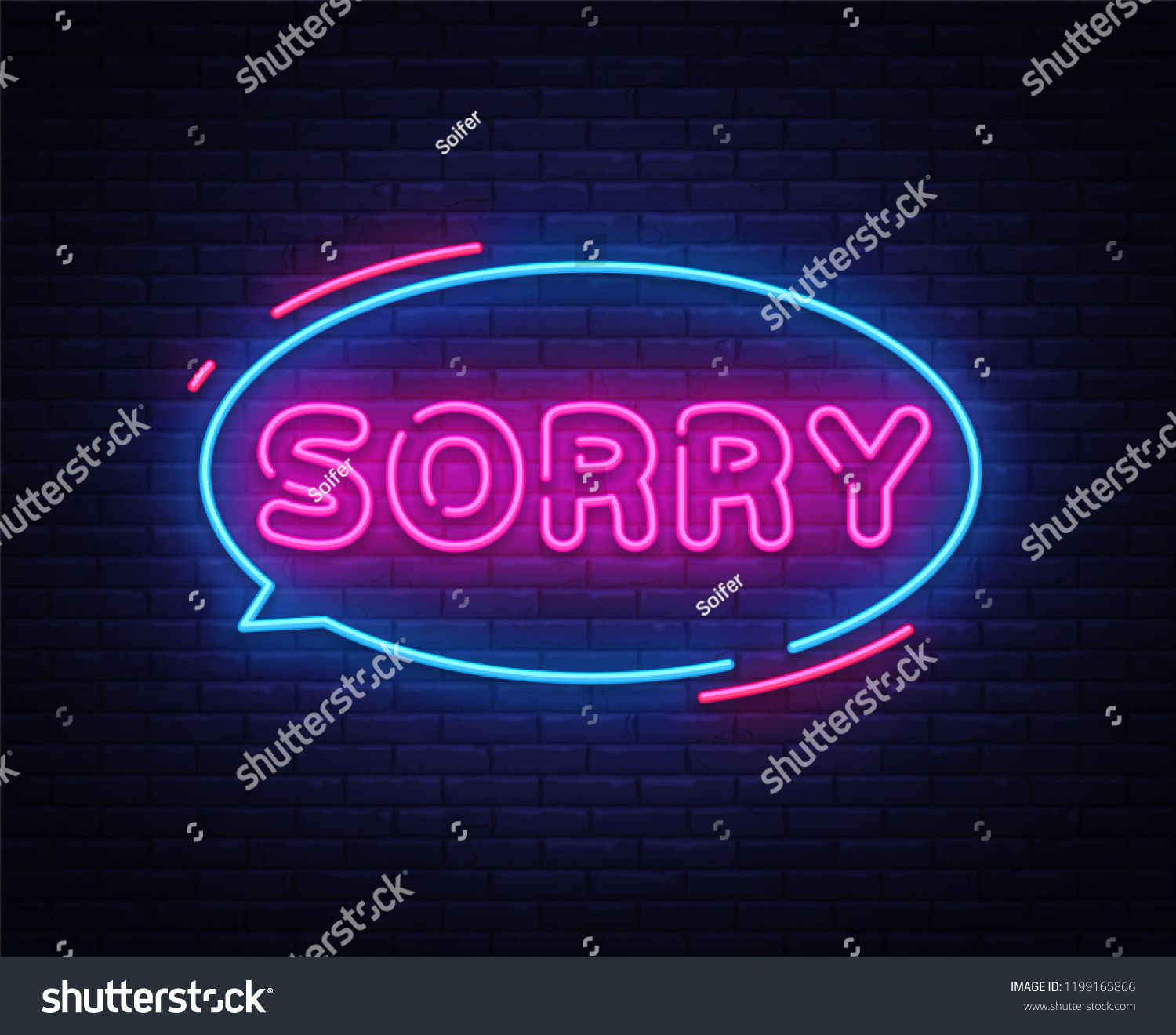 1500x1320 Sorry Neon Text Vector Design Template Sorry Neon Logo, Light