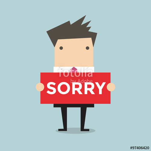 500x500 Businessman Hands Holding Sorry Sign Vector Stock Image