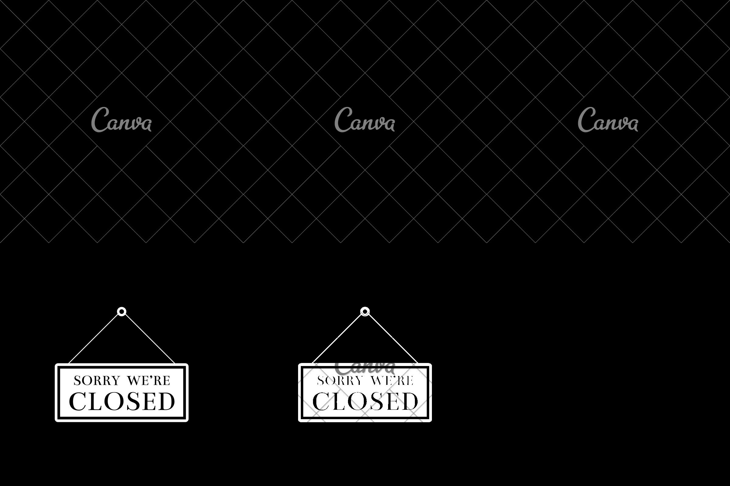 2400x1600 Hanging Sign With Text Sorry We're Closed Icon Isolated Flat