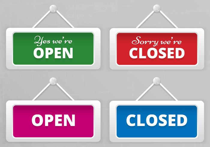 700x490 Open And Closed Hanging Sign Boards Vector