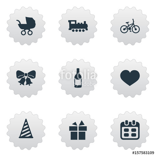 500x500 Vector Illustration Set Of Simple Birthday Icons Elements Bicycle