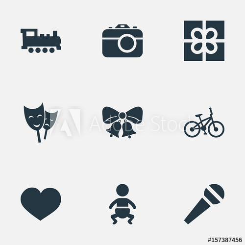 500x500 Vector Illustration Set Of Simple Holiday Icons Elements Box