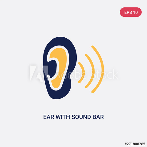500x500 Two Color Ear With Sound Bar Vector Icon From Ultimate Glyphicons