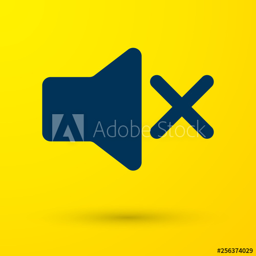 500x500 Blue Speaker Mute Icon Isolated On Yellow Background No Sound