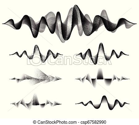 450x405 Wave Sound Vector Set Music Soundwave Design, Black Isolated