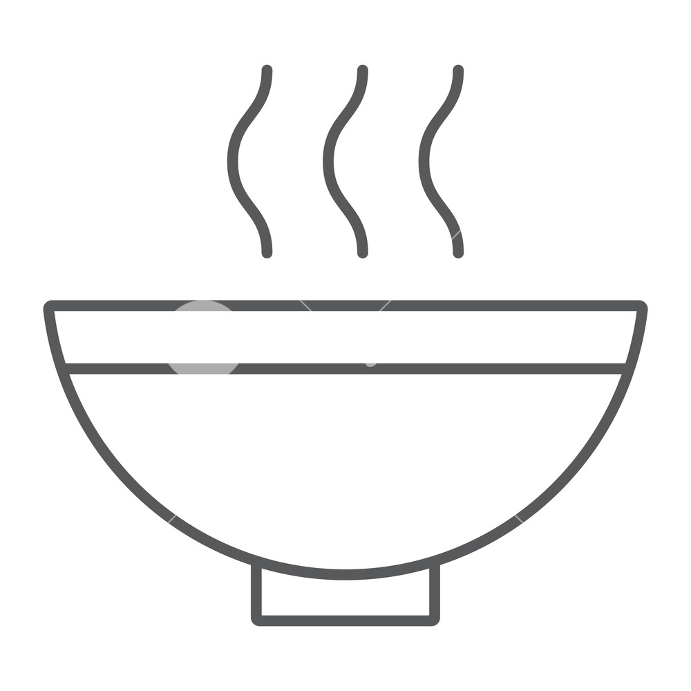 1000x1000 Soup Thin Line Icon, Food And Meal, Hot Soup Bowl Sign, Vector