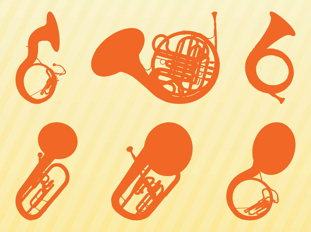 1024x765 Brass Instruments Silhouettes Vector Art Graphics