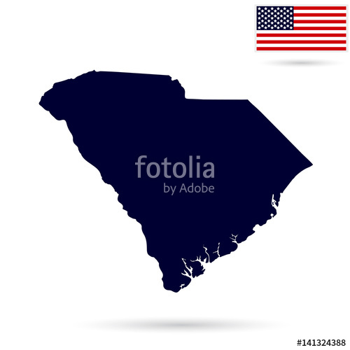 500x500 Map Of The U S State South Carolina American Flag Stock Image