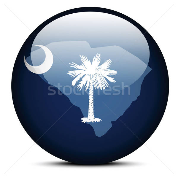 600x600 Map On Flag Button Of Usa South Carolina State Vector Illustration