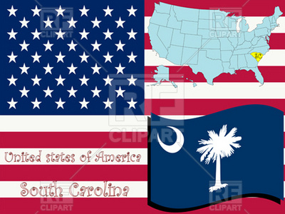 400x300 South Carolina State Flag And Map Outline Vector Image Of Signs