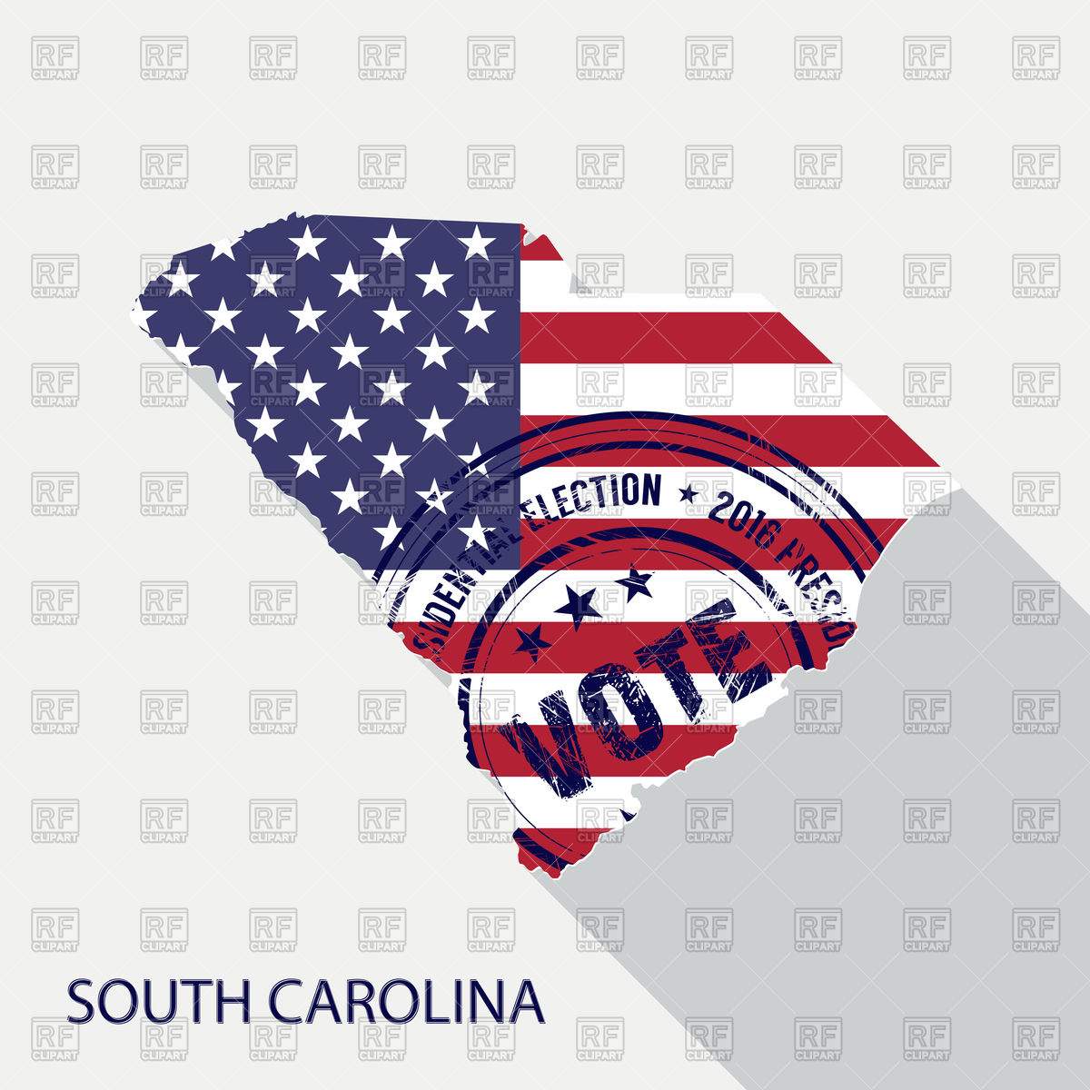 1200x1200 State Of South Carolina Map With Flag And Presidential Day Vote