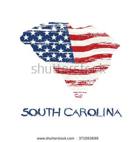 450x470 American Flag In South Carolina Map Vector Grunge Style