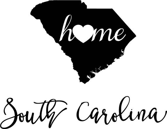 570x442 South Carolina State Map Digital Png Vector Etsy