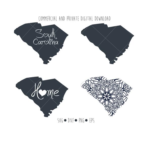 570x561 South Carolina State In Heart Outline Vector Digital Etsy