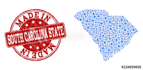 500x246 Map Of South Carolina State Vector Mosaic And Made In Grunge Stamp